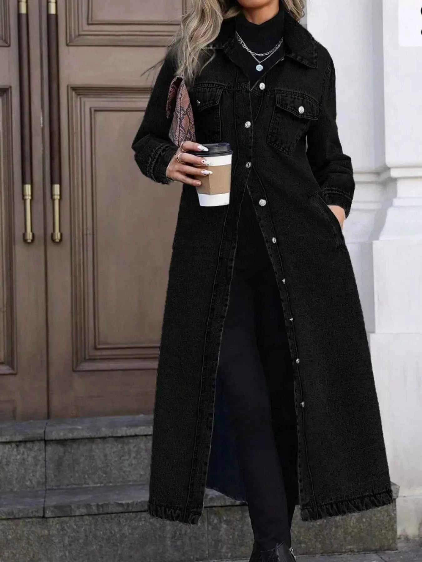 TEEK - Longline Button-Front Denim Coat COAT TEEK Trend