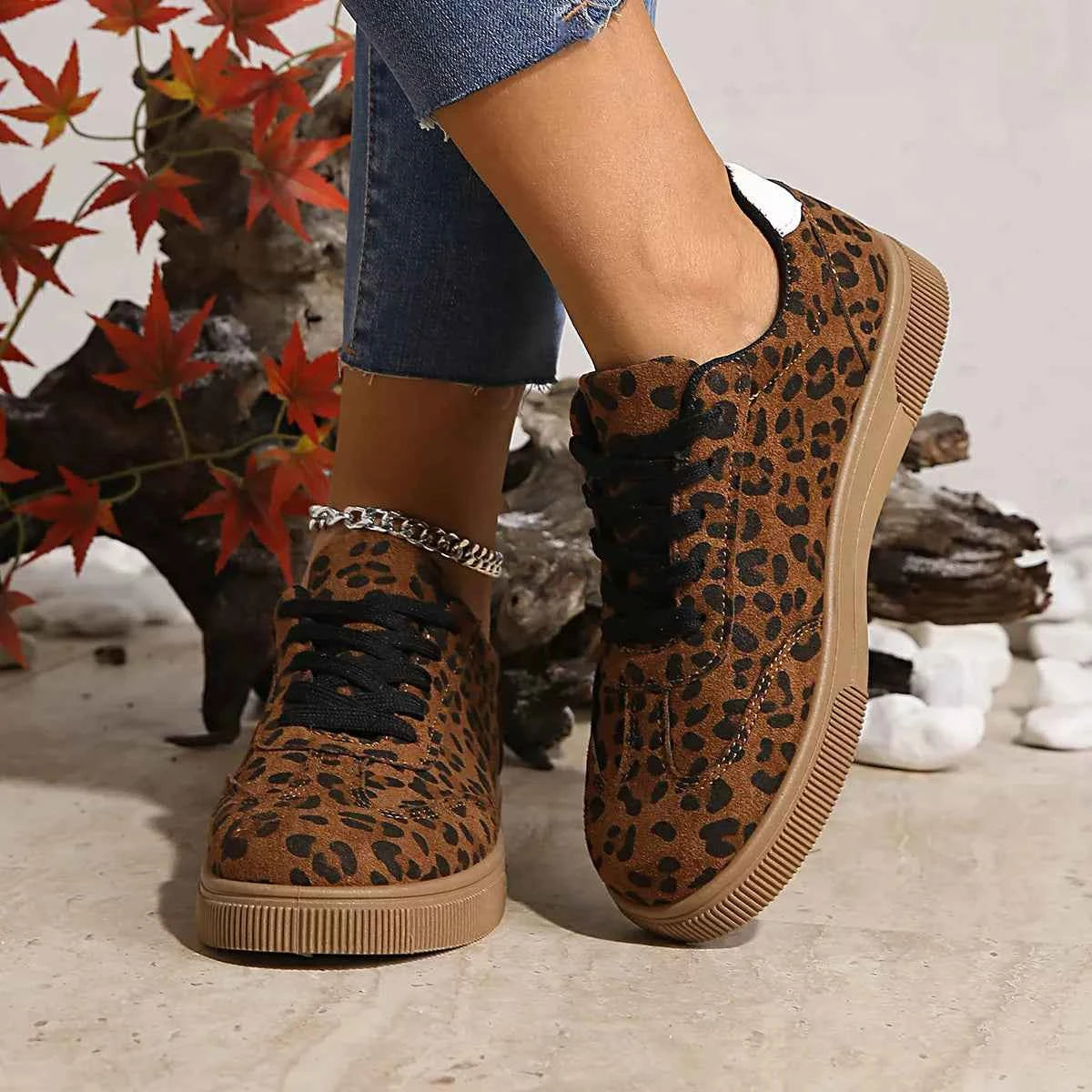 TEEK - Leopard Lace Up Sneakers SHOES TEEK Trend