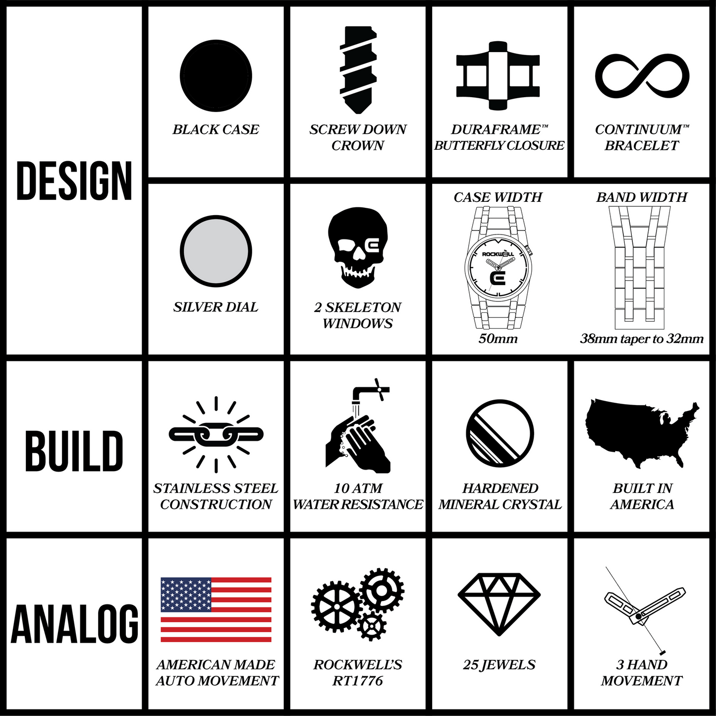 TEEK - 50mm Automatic - Lincoln Edition Black/Silver Watch WATCH TEEK RT