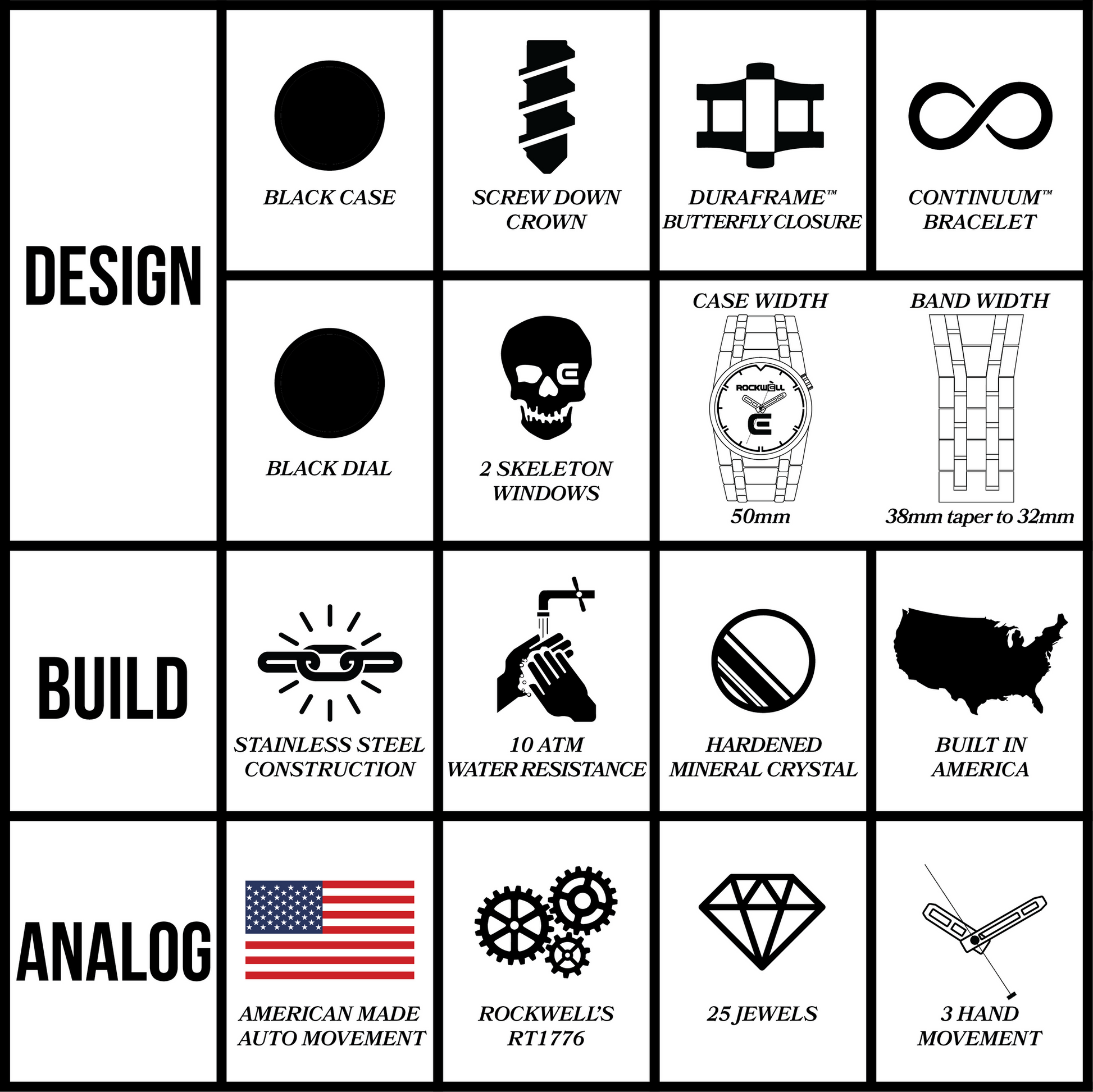 TEEK - 50mm Automatic - Washington Edition Phantom Black Watch WATCH TEEK RT