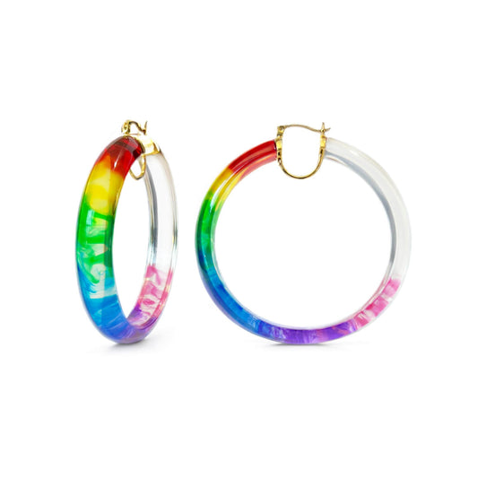 TEEK - PRIDE Rainbow Tie Dye Lucite Hoops JEWELRY TEEK GNH