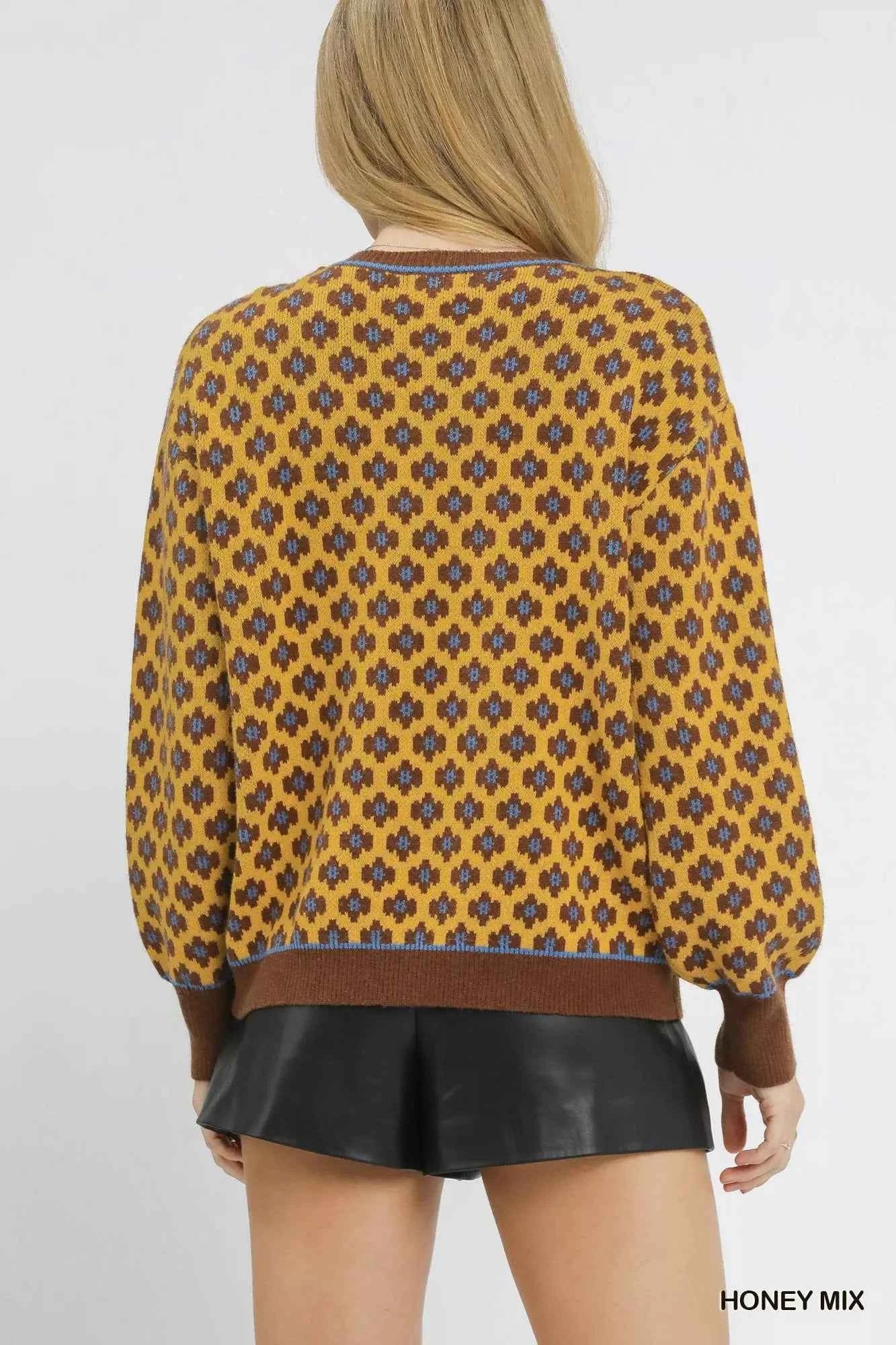 TEEK - Abstract Print Crew Neck Sweater TOPS TEEK Trend