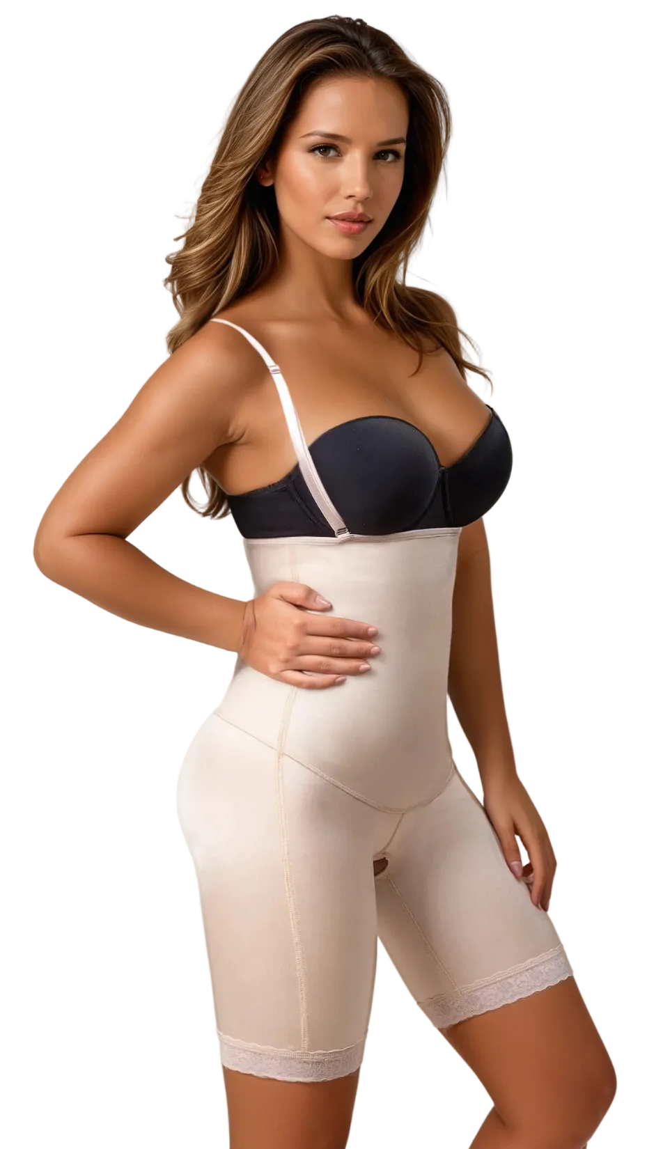 TEEK - Open Bust Mid-thigh Body Shapewear w/ Flat Front LINGERIE TEEK VS