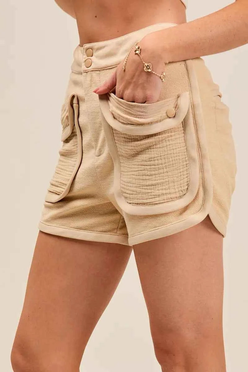 TEEK - Mineral Washed Terry High Rise Cargo Shorts SHORTS TEEK Trend