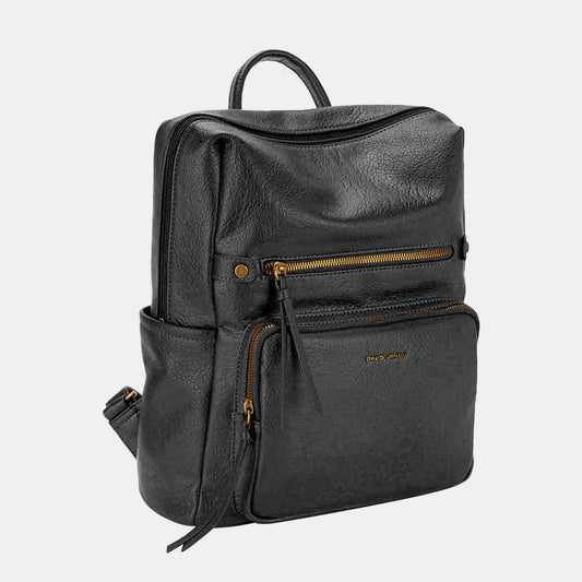 David Jones PU Leather Backpack Bag  Trendsi Black One Size 