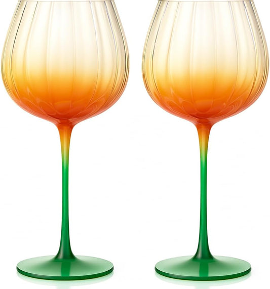 TEEK - Pumpkin Wine Glasses Borosilicate Stemware Set HOME DECOR TEEK KS