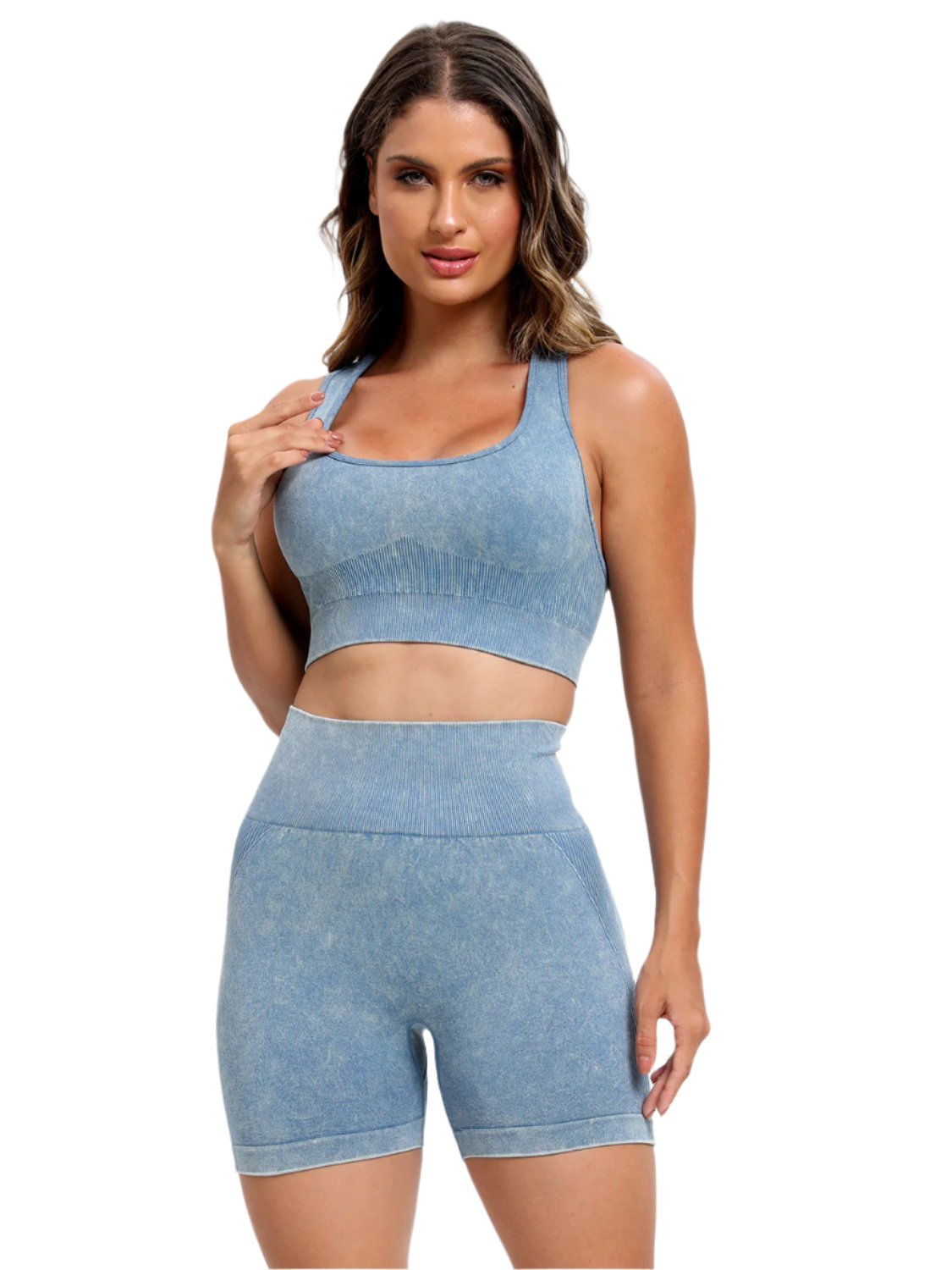 TEEK - Scoop Neck Wide Strap Top Shorts Active Set  TEEK Trend Light Blue S 