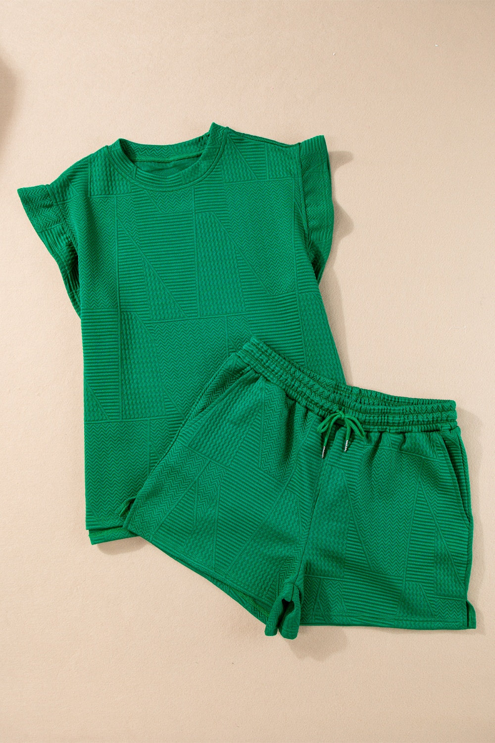 TEEK - Ruffle Drawstring Shorts Set SET TEEK Trend Green S 