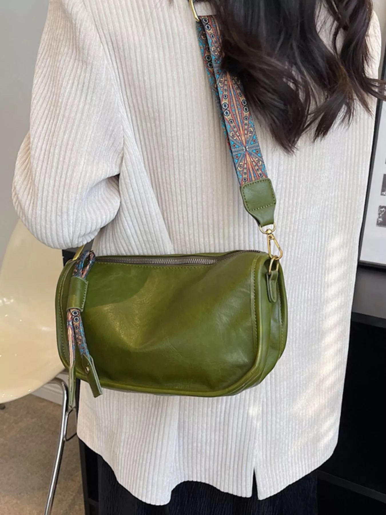 Patterned Strap Crossbody Bag Trendsi
