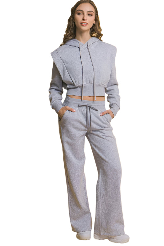 Love Tree Drawstring Wide Leg Sweatpants with Pockets TEEK Trend Gray S