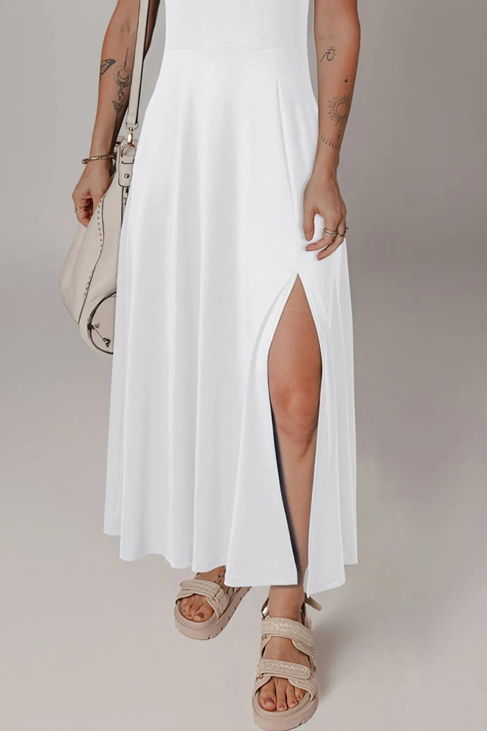 TEEK - Side Slit Scoop Neck Wide Strap Dress DRESS TEEK Trend