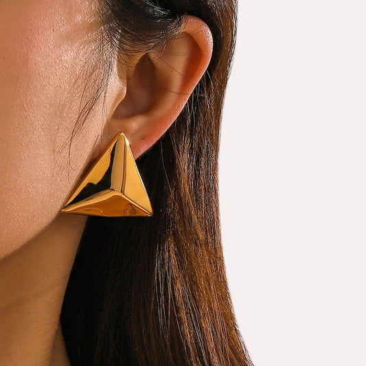 TEEK - Stainless Steel 3D Triangle Earrings JEWELRY TEEK Trend Gold  