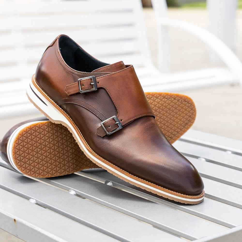 TEEK - 55-103-BRN LEGERRA Hand Burnished Italian Calfskin Monkstrap, Brown SHOES TEEK ZI