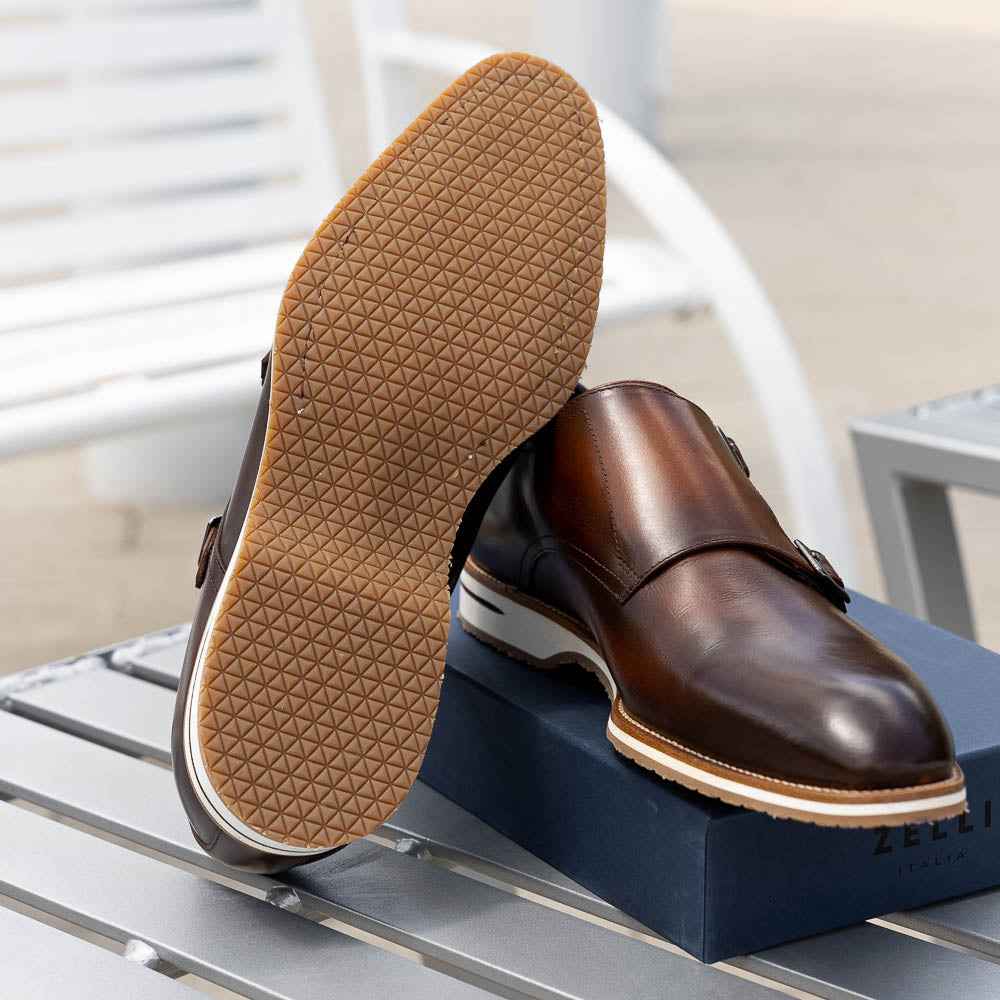 TEEK - 55-103-BRN LEGERRA Hand Burnished Italian Calfskin Monkstrap, Brown SHOES TEEK ZI