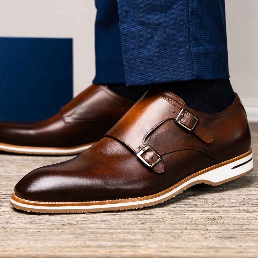 TEEK - 55-103-BRN LEGERRA Hand Burnished Italian Calfskin Monkstrap, Brown SHOES TEEK ZI