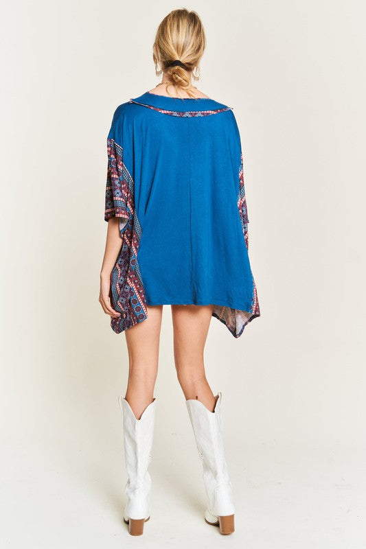 TEEK - TEAL BOHEMIAN PONCHO TUNIC TOPS TEEK FG   