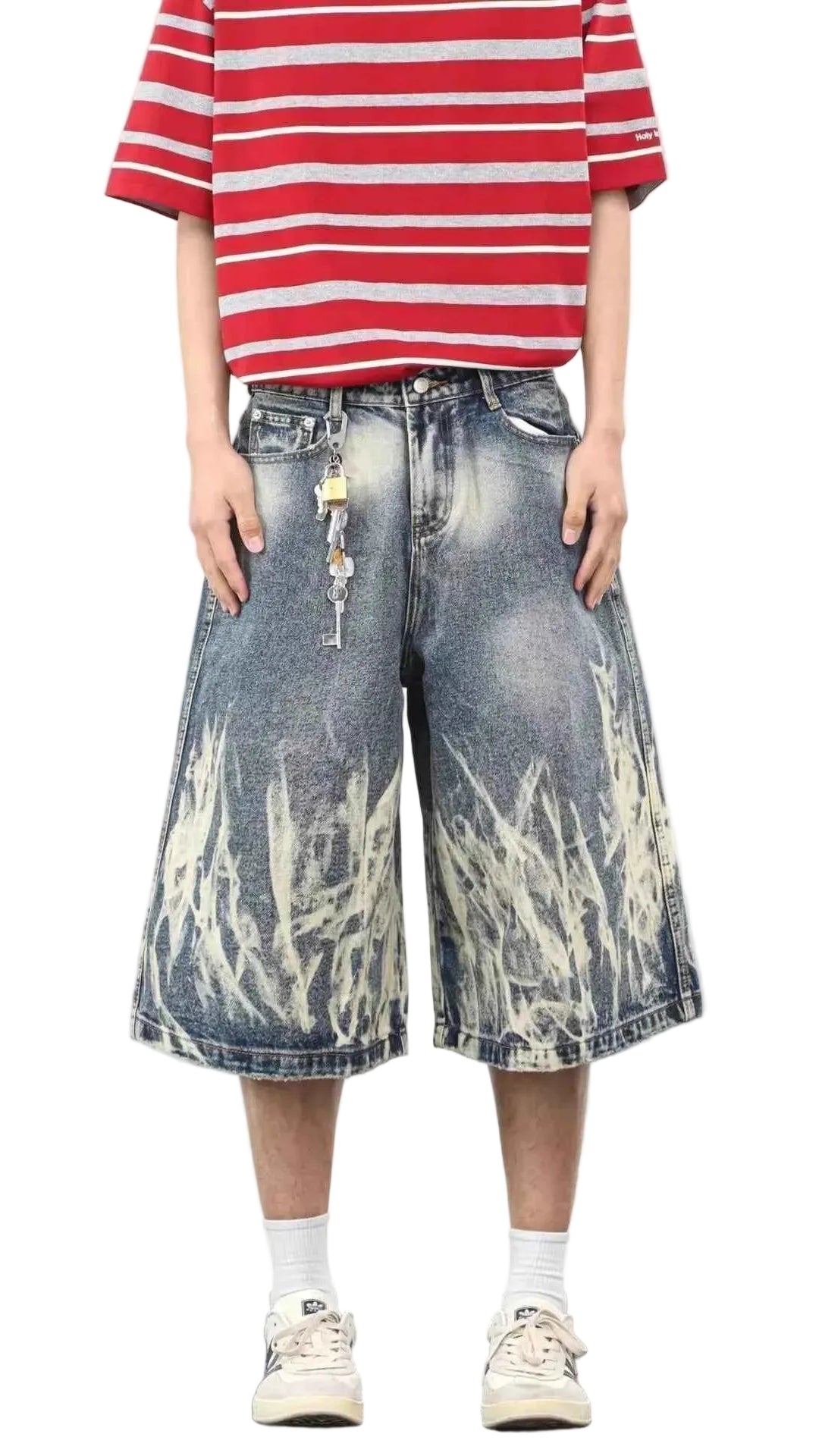 Men's Full Size Wide-Leg Denim Shorts Plus Size Trendsi Medium S