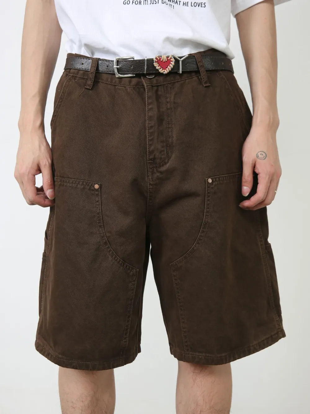 TEEK - Mens Mid Rise Denim Pocketed Shorts SHORTS TEEK Trend Dark Brown S