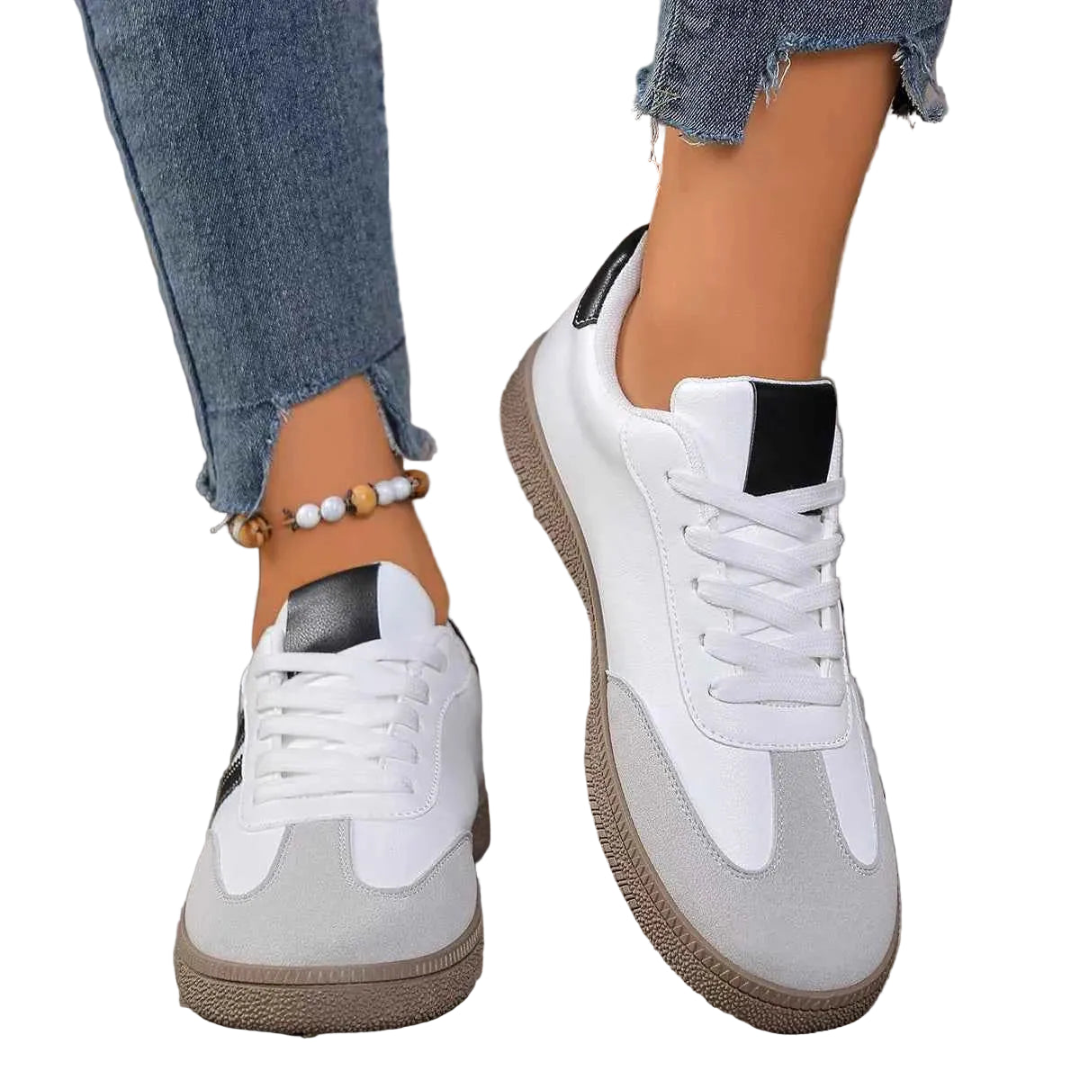 Lace Up Casual Sneakers Trendsi White 36