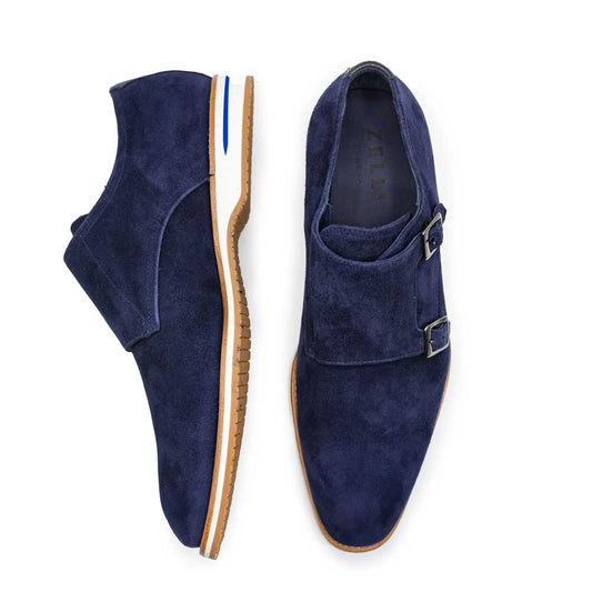 TEEK - 56-100-NVY LEGERRA Sueded Goatskin Monkstrap, Navy SHOES TEEK ZI