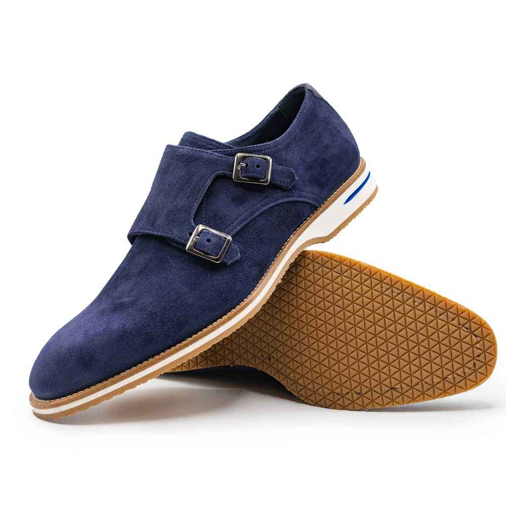 TEEK - 56-100-NVY LEGERRA Sueded Goatskin Monkstrap, Navy SHOES TEEK ZI