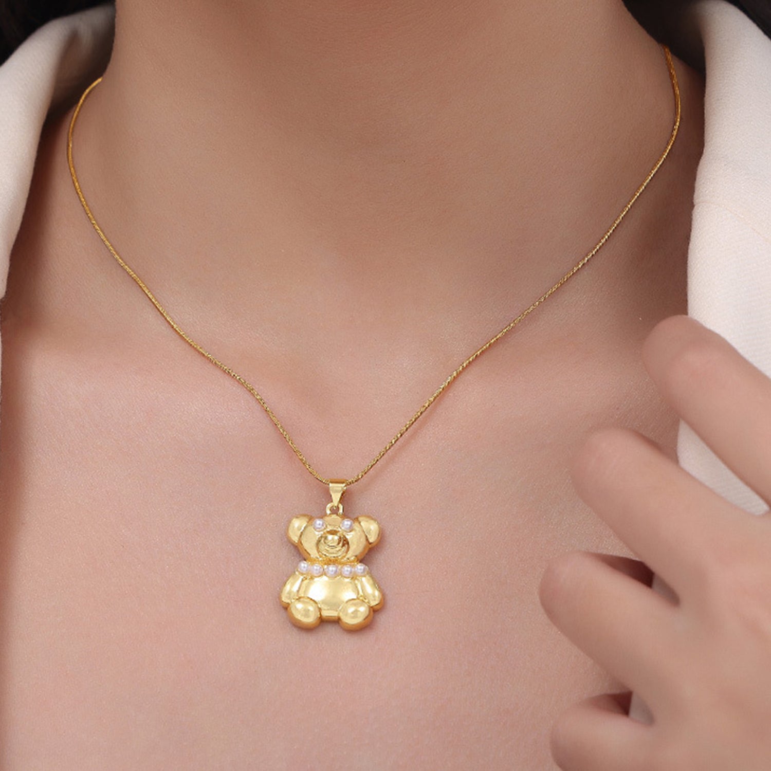 TEEK - Titanium Steel Gold-Plated Bear Pendant Necklace JEWELRY TEEK Trend   
