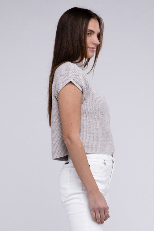 TEEK - Mock Neck Short Sleeve Cropped Sweater SWEATER TEEK FG   