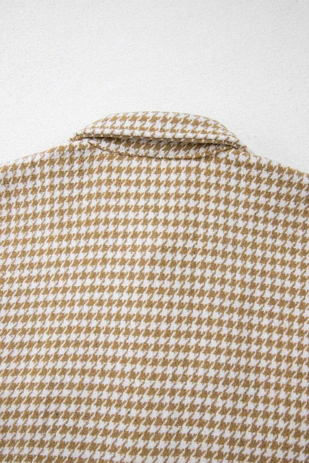 TEEK - Button Down Houndstooth Color Block Shacket TOPS TEEK Trend