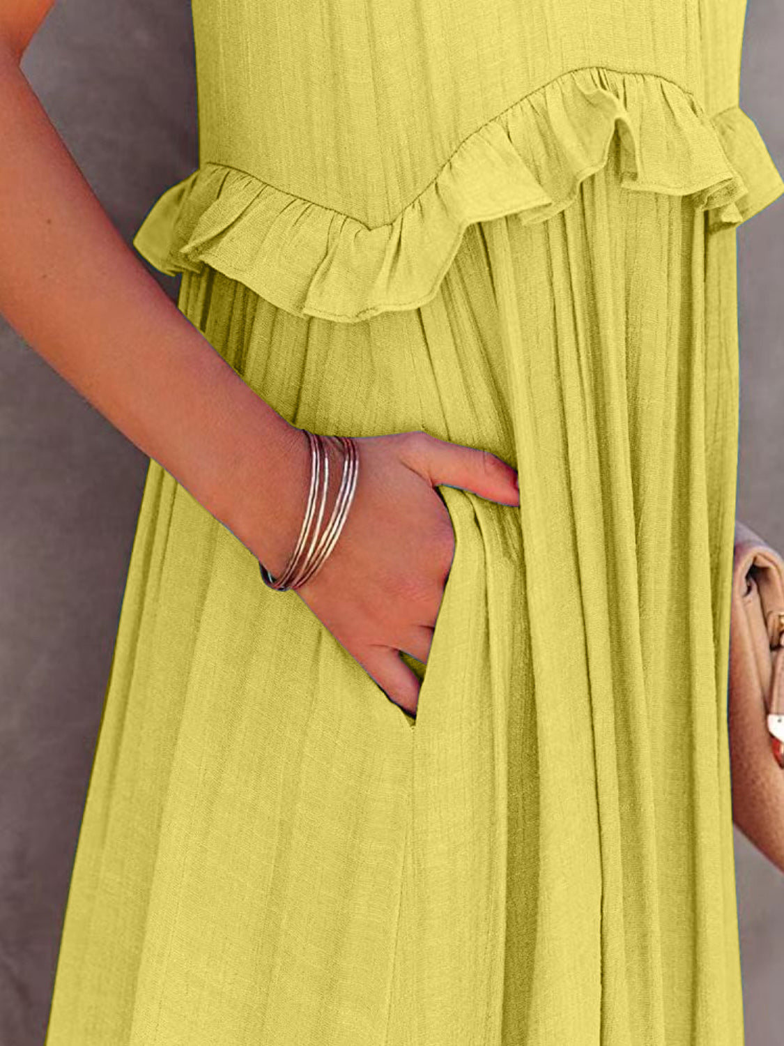 TEEK - Ruffled Sleeveless Tiered Pocketed Dress DRESS TEEK Trend   