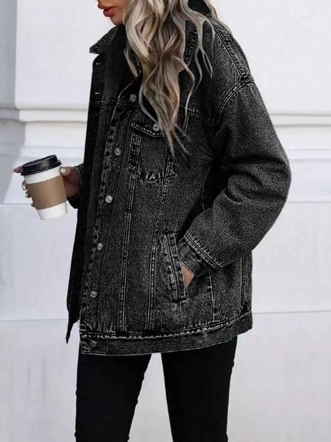 TEEK - Washed Button Up Oversized Denim Jacket JACKET TEEK Trend