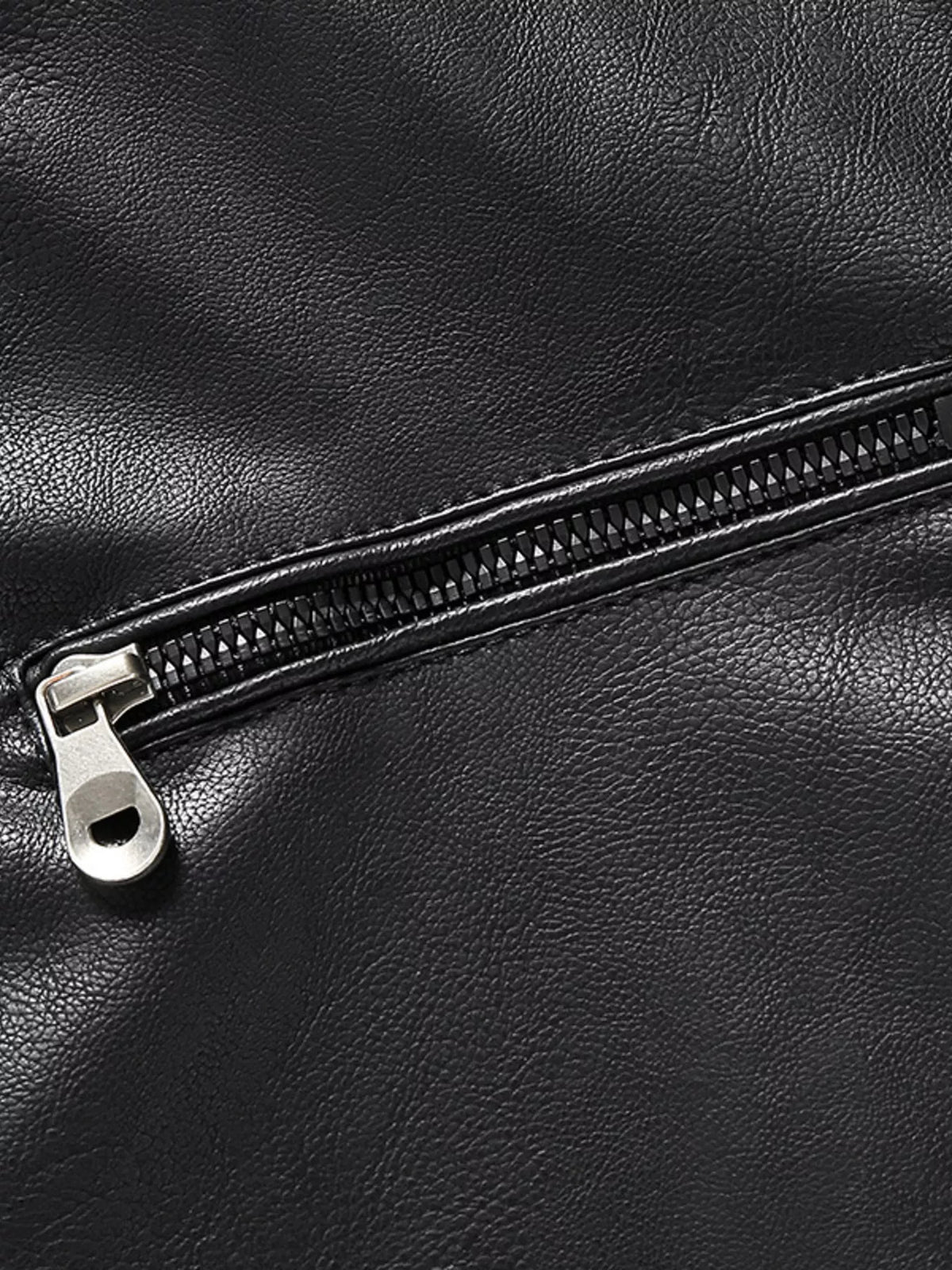 Men's Zip Up Long Sleeve Leather Jacket Trendsi