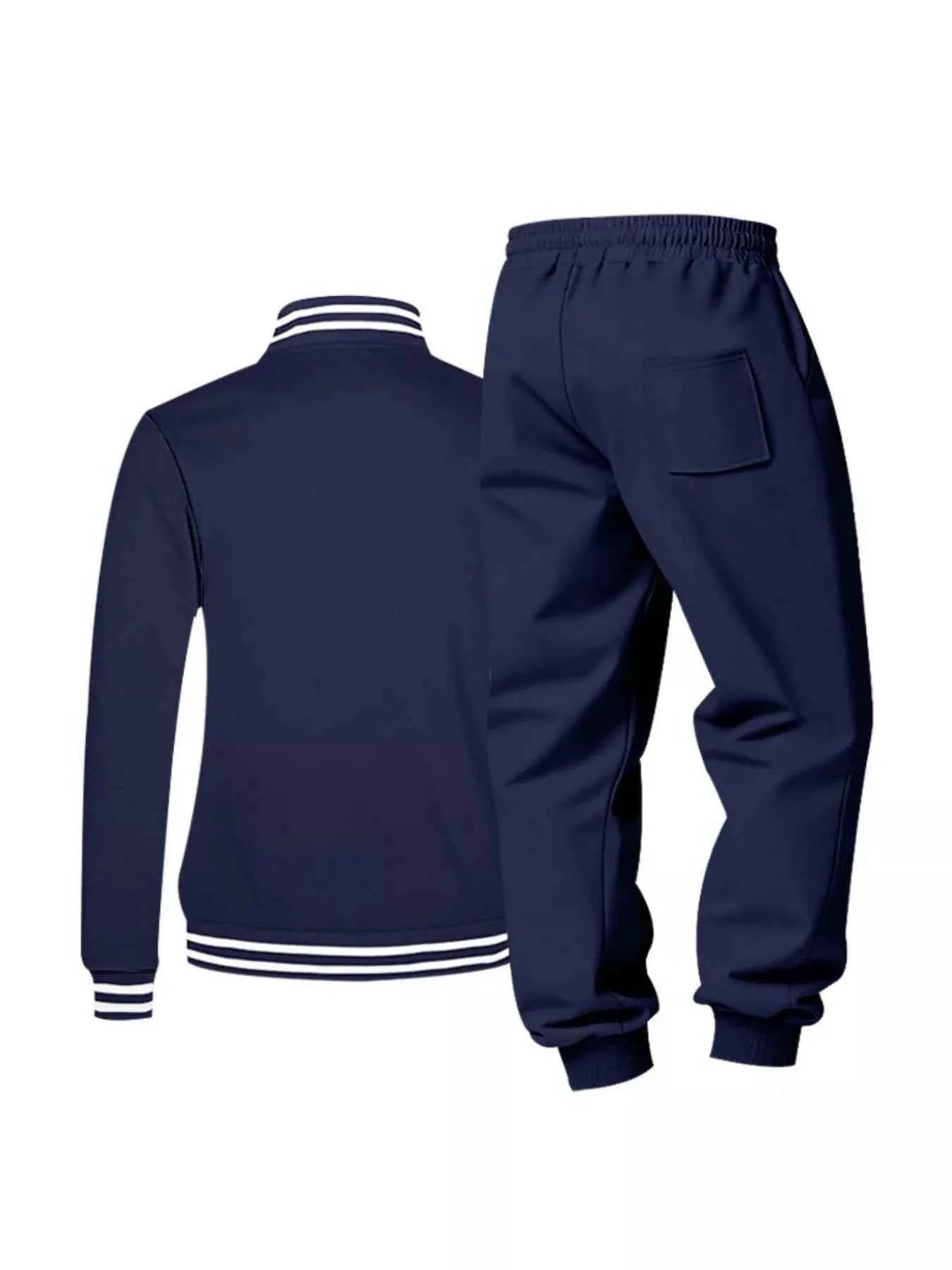Men's Full Size Striped Long Sleeve Top and Pants Set Plus Size Trendsi
