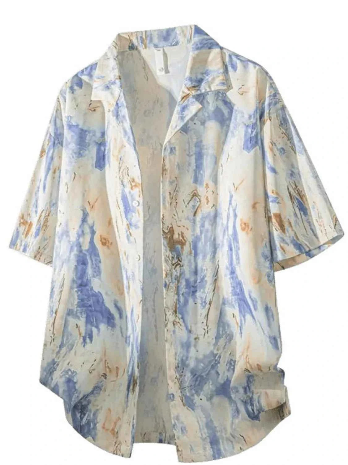 TEEK - Mens Tropical Print Short Sleeve Shirt TOPS TEEK Trend Blue Purple S