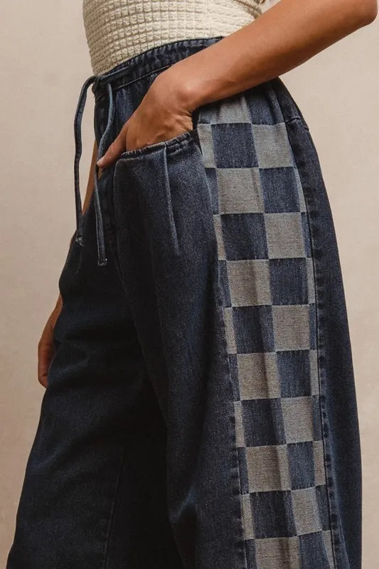 TEEK - Washed Denim Mix Match Long Pants JEANS TEEK Trend