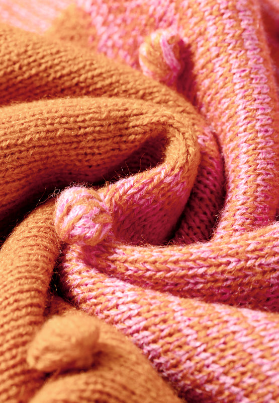 TEEK - Pompom Color Block Open Front Cardigan SWEATER TEEK Trend