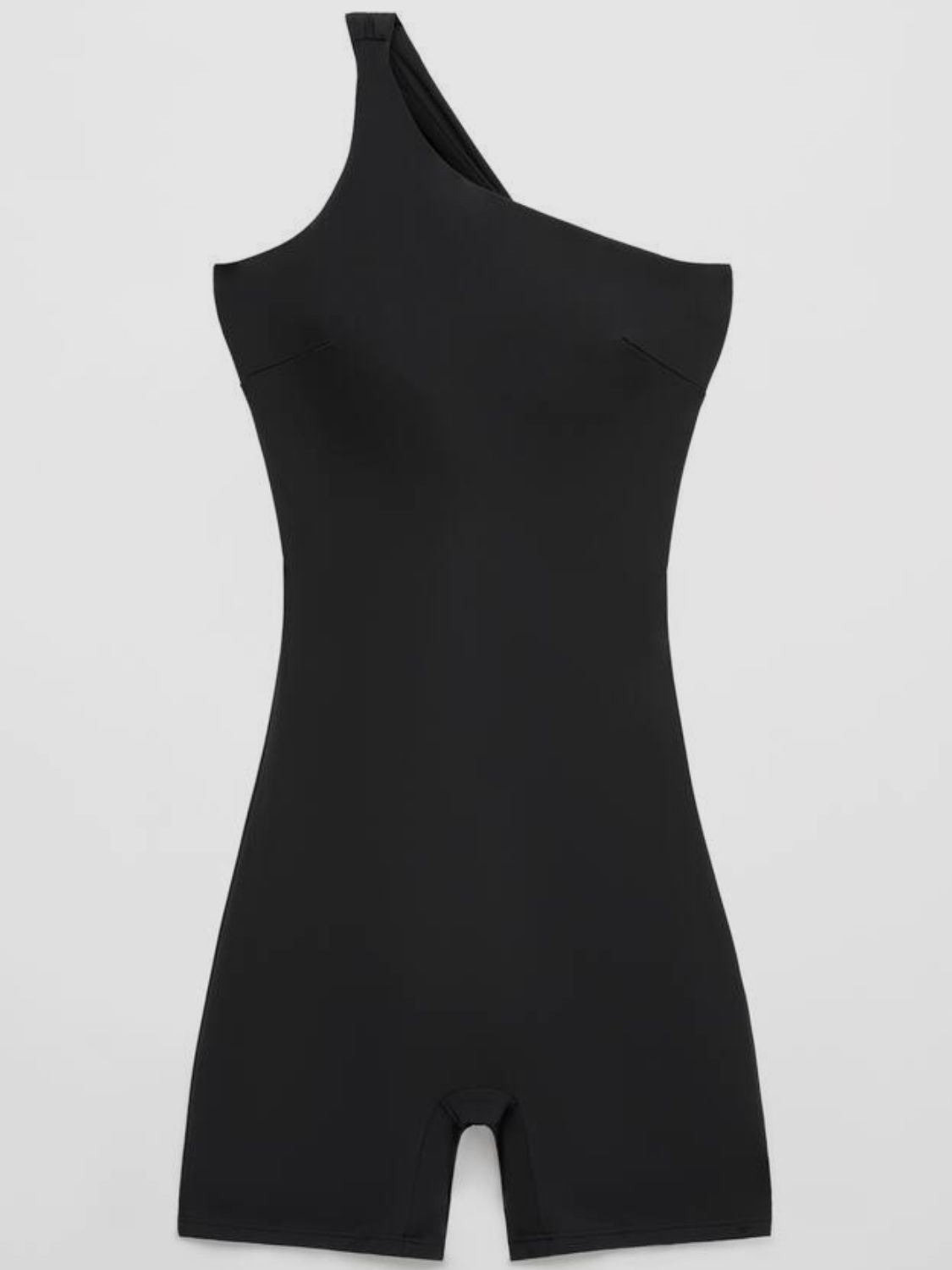 TEEK - Black Single Shoulder Active Shorts Romper JUMPSUIT TEEK Trend   