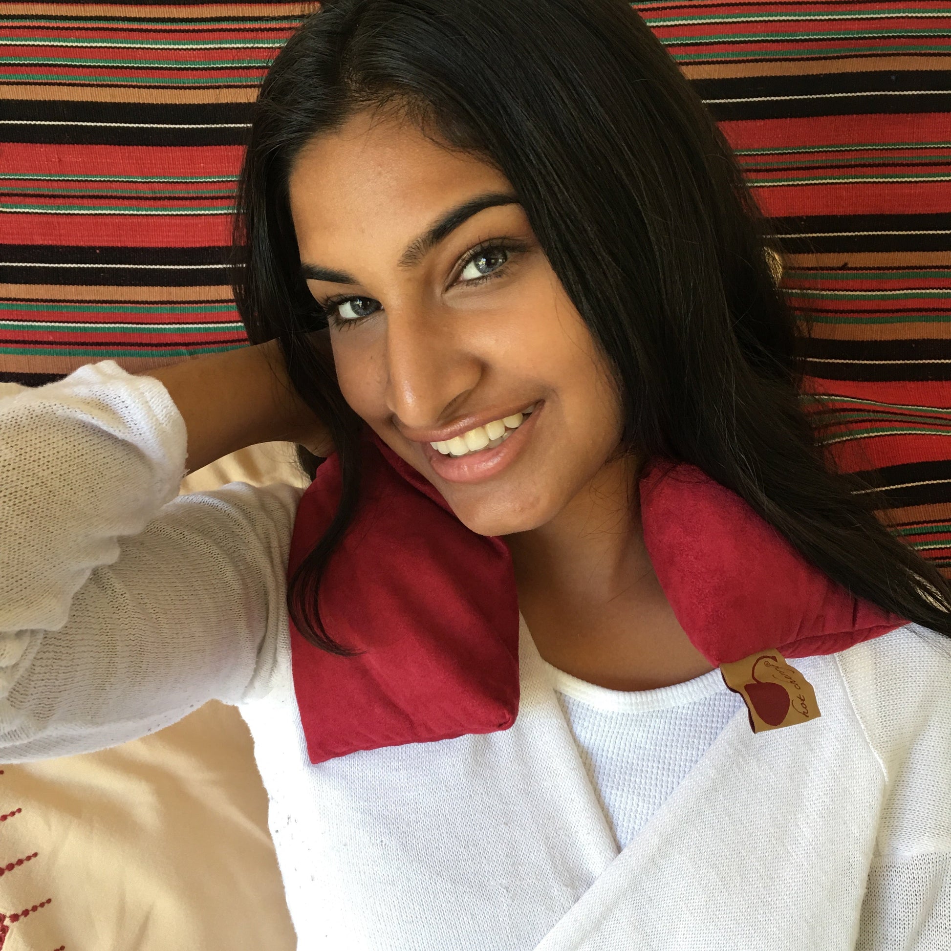 TEEK - Hot Cherry Neck Wrap in Plush Red Ultra-Suede PILLOW TEEK HCD