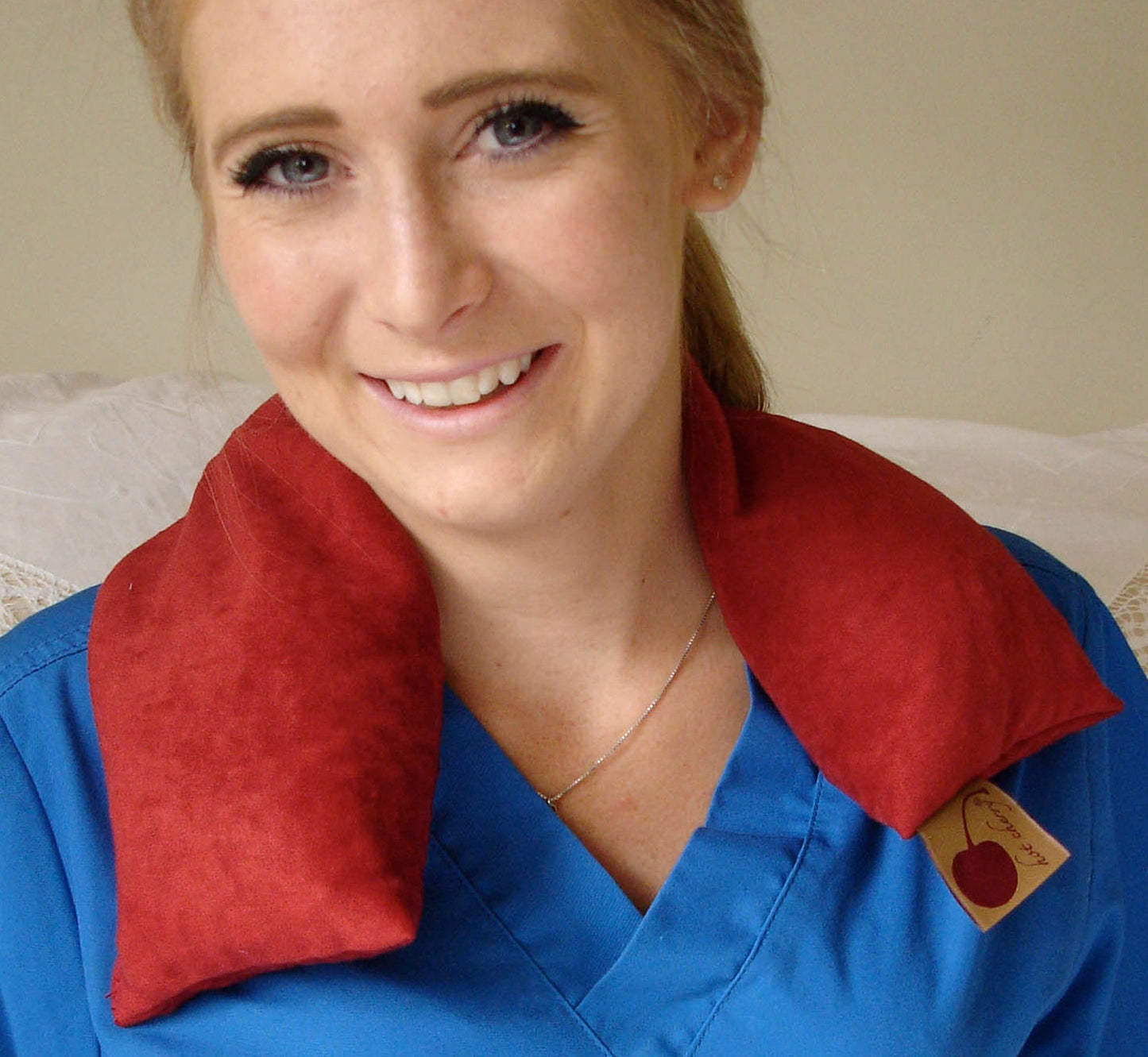 TEEK - Hot Cherry Neck Wrap in Plush Red Ultra-Suede PILLOW TEEK HCD