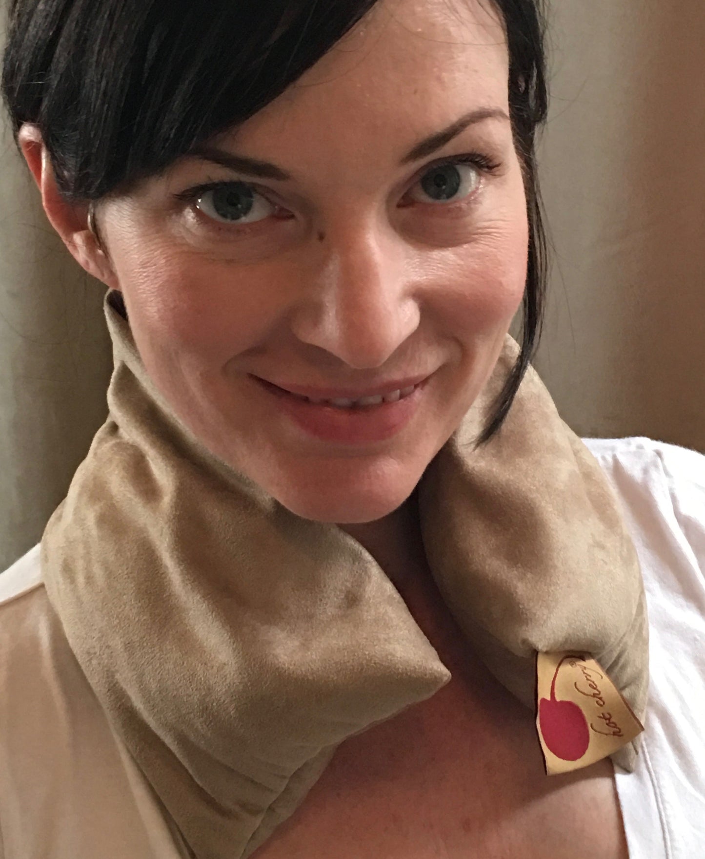 TEEK - Hot Cherry Neck Wrap in Plush Tan Ultra-Suede PILLOW TEEK HCP