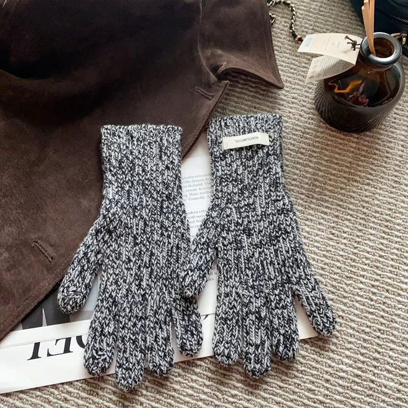 Colorful Warm Knitted Soft Gloves Trendsi Dark Gray ONESIZE