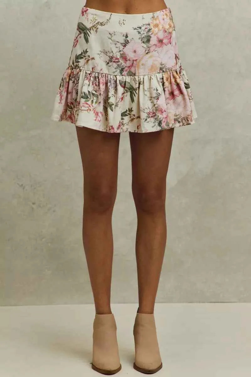 TEEK - Floral Print Fit and Flare Mini Skirt SKIRT TEEK Trend