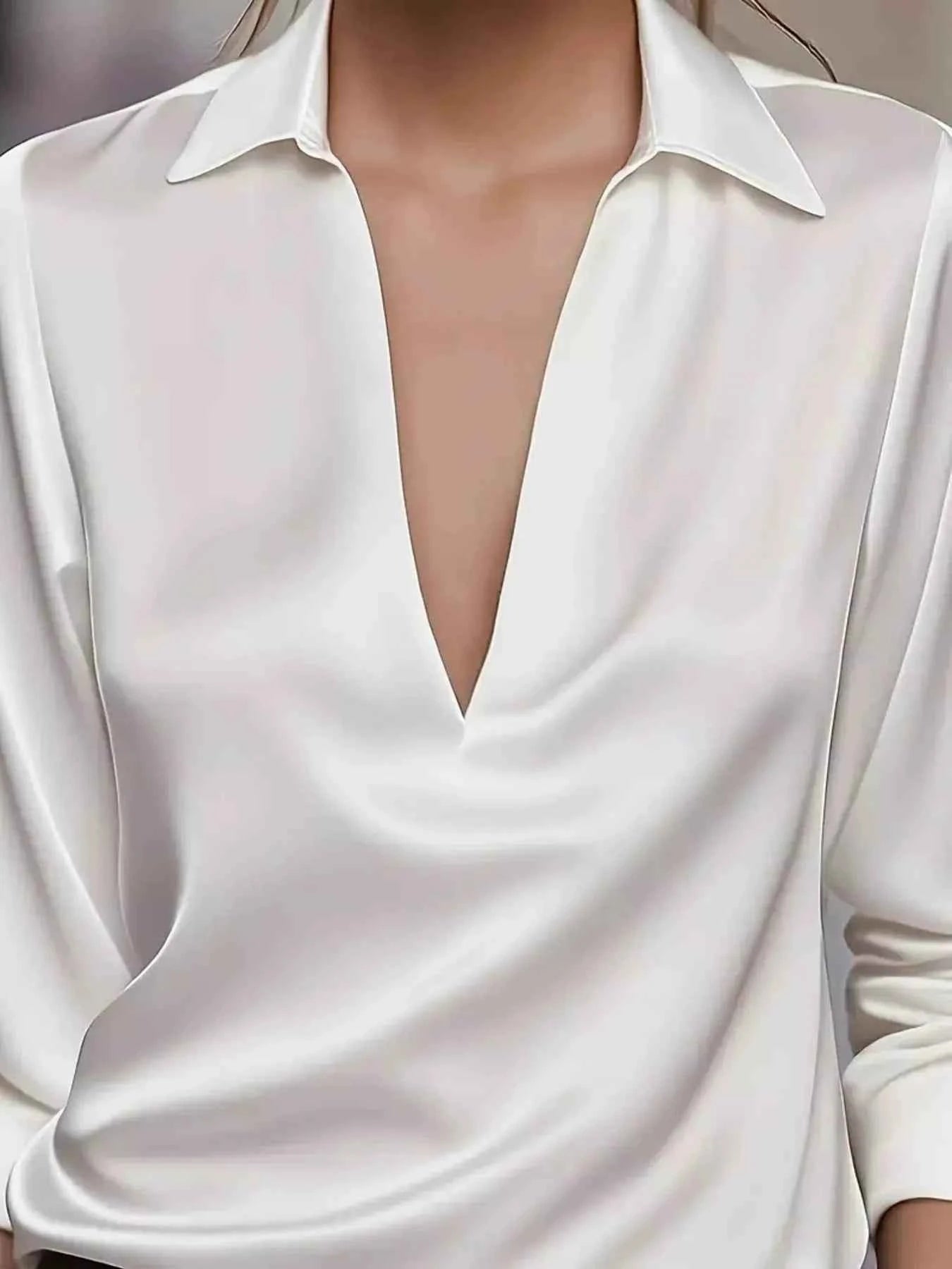 TEEK - Elegant Deep V Long Sleeve Blouse TOPS TEEK Trend