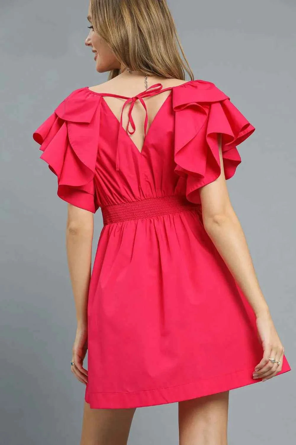 TEEK - Double Ruffle Sleeve Fit and Flare Dress DRESS TEEK Trend