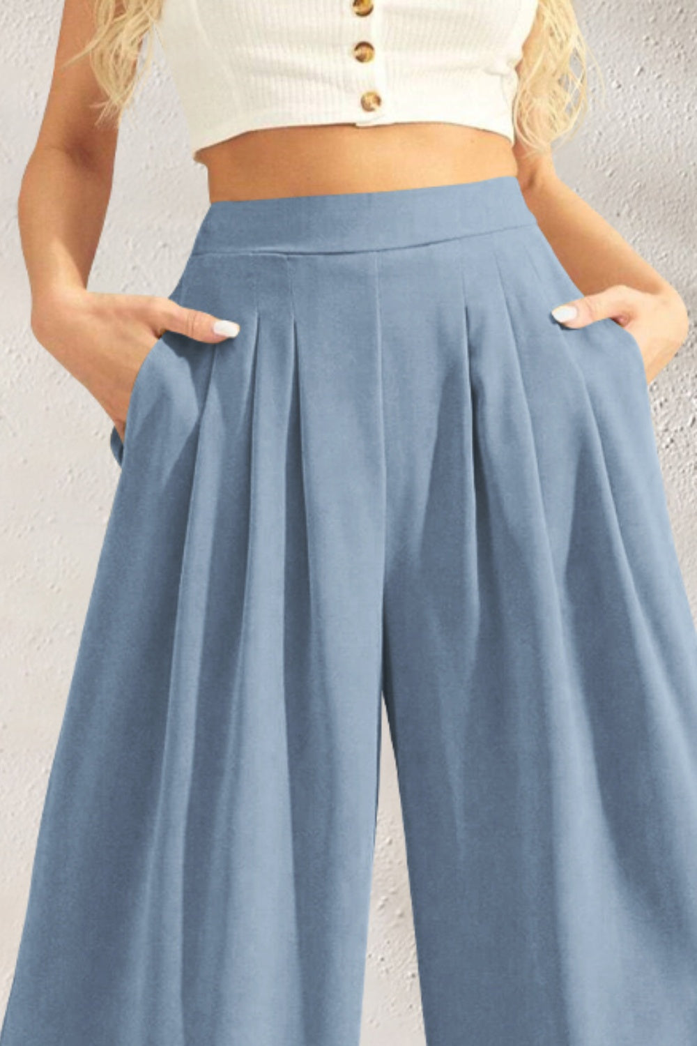 TEEK - High Waist Wide Leg Pleated Pants PANTS TEEK Trend   