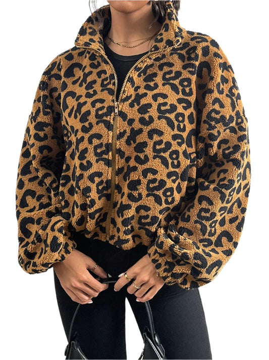 TEEK - Caramel Leopard Zip Up Long Sleeve Jacket JACKET TEEK Trend S
