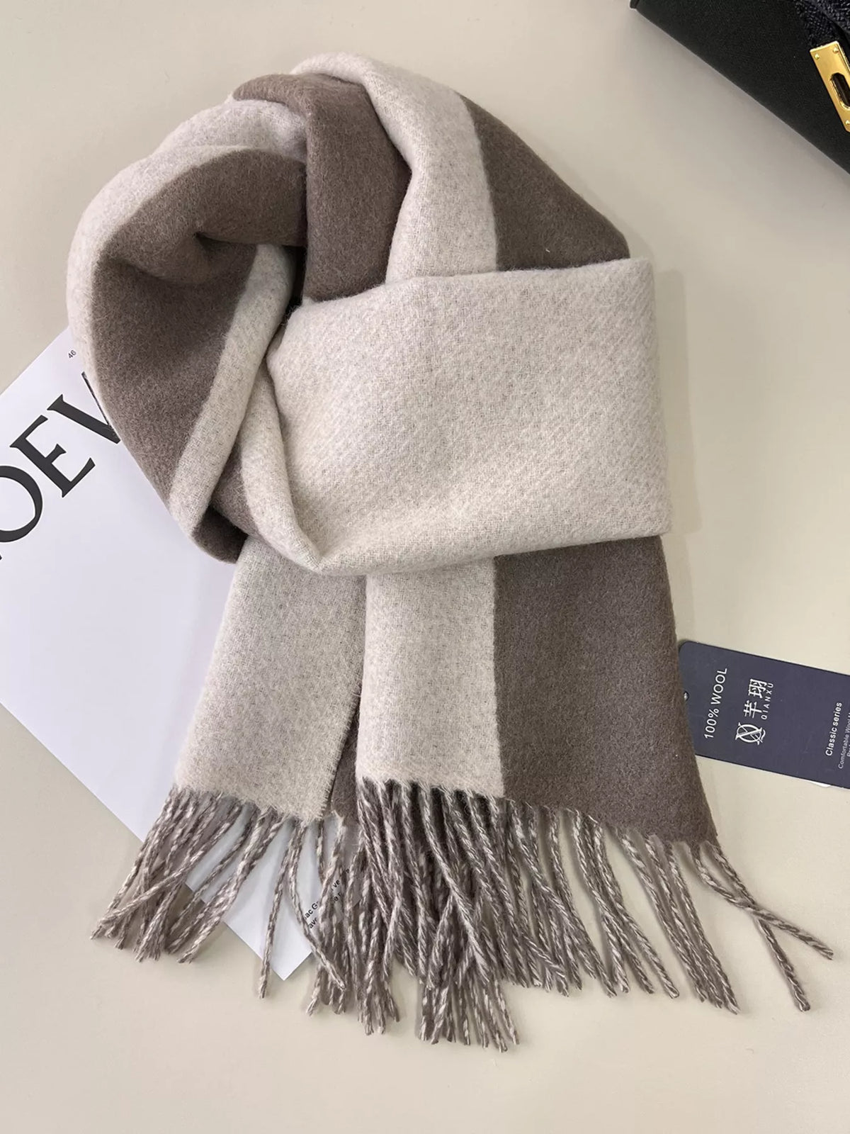 TEEK - Fringe Color Block Scarf SCARF TEEK Trend Rice Color One Size