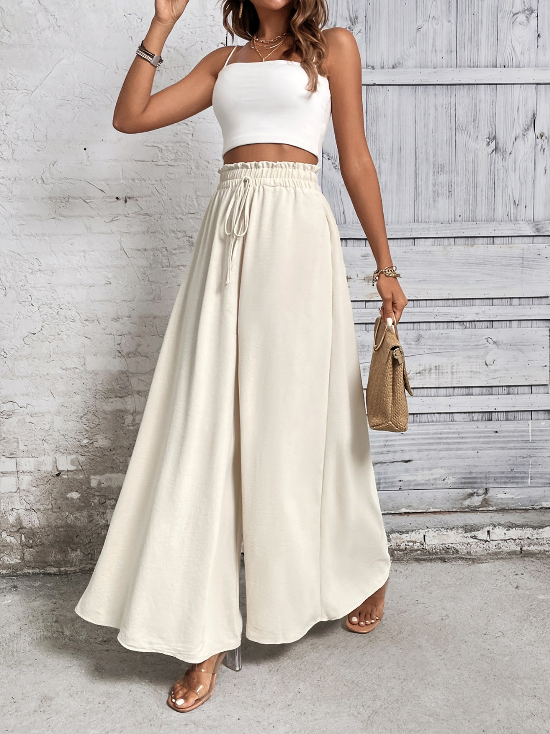 TEEK - Tied High Waist Wide Leg Pants PANTS TEEK Trend   