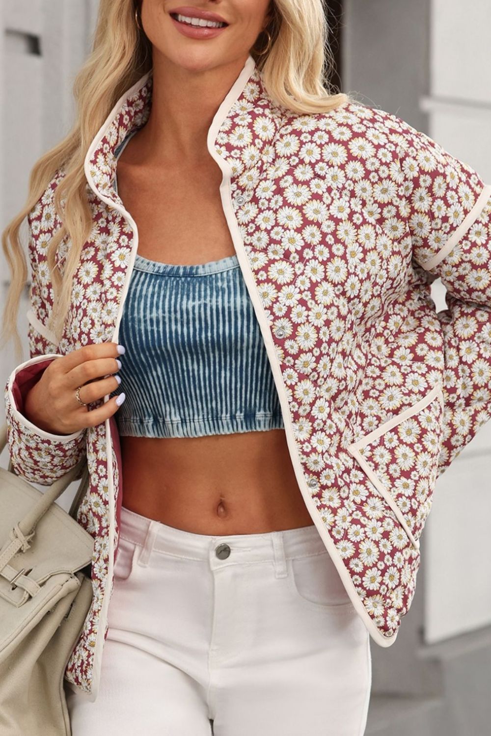 TEEK - Floral Snap Down Long Sleeve Jacket JACKET TEEK Trend