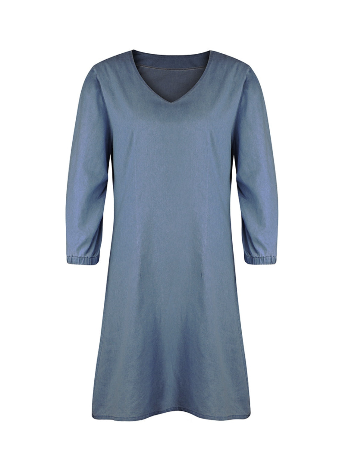 TEEK - V-Neck Half Sleeve Denim Dress DRESS TEEK Trend   