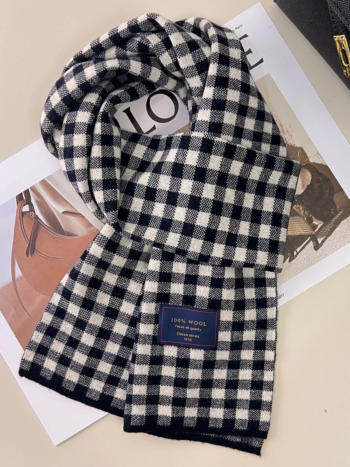 TEEK - 100% Wool Plaid Scarf SCARF TEEK Trend Black One Size